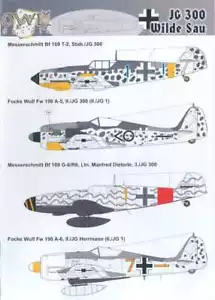 "Calcomanías de búho 1/48 alemanas JG-300 WILDE SAU ""Escuadrón de jabalíes salvajes" - Imagen 1 de 5