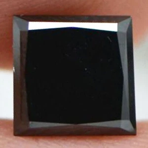 Princess Shape Black Diamond Enhanced Color 1.70 Carat Loose Natural 6.52X6.44MM - Picture 1 of 8