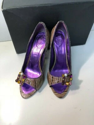 ZIGI New York Mujer Talla 6 Tacones Altos Excelente Estado Marrón con Forro Púrpura Foto 1 de 4