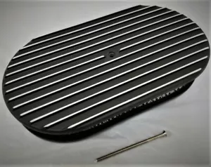 Limpiador de aire ovalado de nostalgia de aluminio negro de 15" filtro de varilla de calle - Imagen 1 de 1