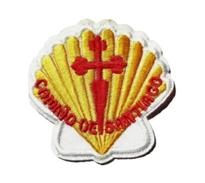 Camino de Santiago Gold shell St James Cross Rucksack Patch Badge - Iron On - Picture 1 of 2