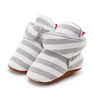 Organic Cotton or Fleece Thick Stripe Warm Lining Baby Booties Baby Sock Cotton