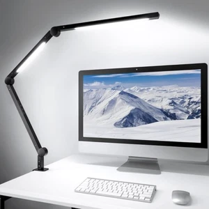 MediaAcous LED Schreibtischlampe, Doppellichtquelle mit Klemme, dimmbar 4 Farbmodi - Bild 1 von 9