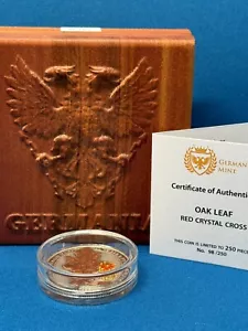 Germania 2019 5 marchi FOGLIA DI QUERCIA croce di cristallo rosso 1 oz moneta argento - Foto 1 di 3