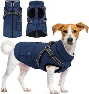 UK Pet Dog Vest Cucciolo Cane Autunno Inverno Caldo Imbottito Cappotto Imbracatura Zip Giacca - Foto 1 di 6