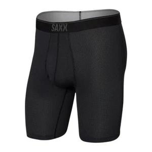 Saxx Quest Quick Dry Mesh Long Leg Fly Men's Underwear, Black II, Small - Picture 1 of 2