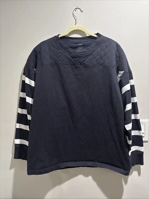 Camisa de rugby para hombre J. Peterman azul marino grande a rayas manga larga parche en el codo Foto 1 de 4