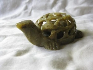 Carved Soap Stone Filigree Turtle - Picture 1 of 5