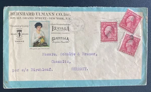 1915 New York USA Advertising Cover To Chemnitz Germany Bear Brand Clothes - Picture 1 of 2