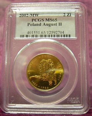 2002 MW 2 Zlote Poland PCGS MS65 August II Grade by PCGS - Image 1 of 3