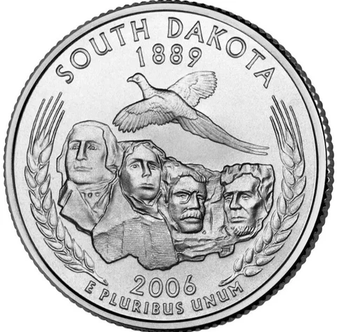 2006 D South Dakota State Quarter.  Uncirculated From US Mint roll Cover