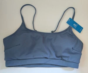 NWT Cupshe SWIMSUIT TOP Sz M Bikini Slate Blue Removable Pads Adj Straps Texture - Picture 1 of 5