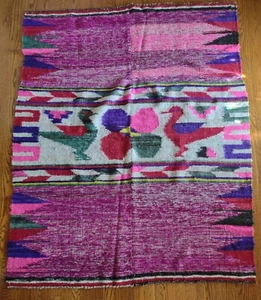 Vtg Boho Rug Handwoven Peruvian Artisan Sheep/Alpaca Frazada Blanket multicolor - Picture 1 of 10