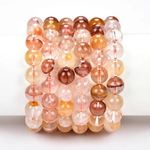 Bracciale rotondo pietra preziosa ematoide gialla naturale 8 mm 10 mm 7,5 pollici (S20) - Foto 1 di 3