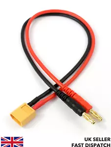 300mm XT60 male to 4mm male banana/bullet connectors charge lead/wire/cable - Picture 1 of 4