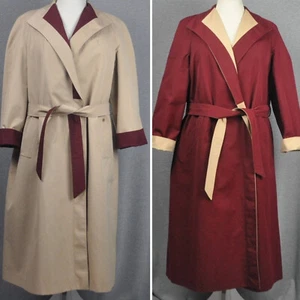 Vintage Etienne Aigner Women's Belted Trench Coat Size 16 Reversible 1970's - Picture 1 of 22