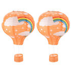 2 pièces 14 x 12 pouces montgolfière arc-en-ciel arc-en-ciel lanterne en papier, orange