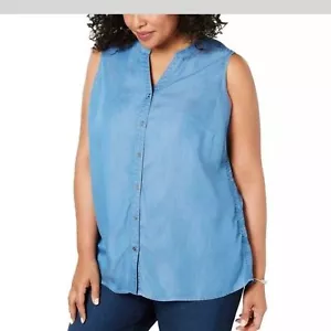 Nuevo Destino Verano Sin Mangas Denim Color Top - Imagen 1 de 4