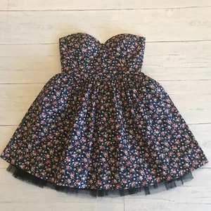 Forever 21 Dress Size PS Blue Strapless Cottagecore Ditsy Floral with Tulle Goth - Picture 1 of 11