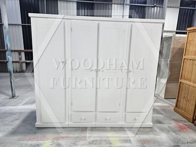 HANDMADE AYLESBURY QUAD 3 DRAWER QUAD SHELVED WARDROBE WHITE (NOT FLATPACKED - Image 1 of 4