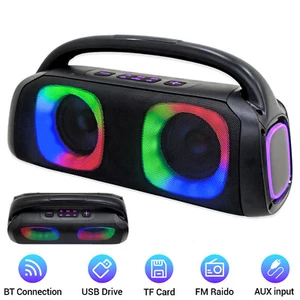 5" Outdoor Portable Boombox Bluetooth Speaker with Dual Woofers and LED Lights - Picture 1 of 12