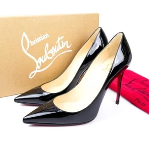 Zapatos de salón Christian Louboutin punta charol negros talla 38 para mujer - Imagen 1 de 20