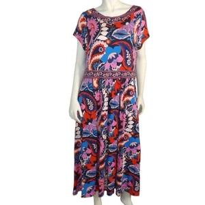 new BODEN Midi Dress, 16/18R, Bold Print Jersey, Paisley Multicolor, Flowy Skirt - Picture 1 of 13