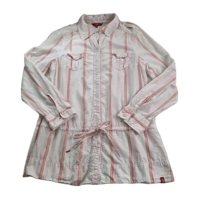 Blusa Top Vintage Y2K Esprit Talla M Rosa Rayas Algodón Longline Camisa En Muy Buen Estado Foto 1 de 4