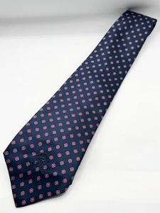 Cravatta cravatta vintage in raso con stampa blu contessa Mara - Foto 1 di 4
