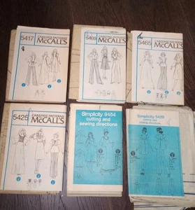 Lot Of 6 1970's Sewing Patterns Dress Tunic Pants Top Vest Sz XS Complete - Picture 1 of 7