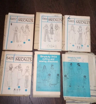Lot Of 6 1970's Sewing Patterns Dress Tunic Pants Top Vest Sz XS Complete - Image 1 of 4