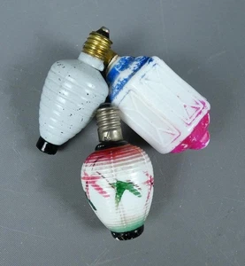 Vintage Christmas Figural Milk Glass Light Bulbs Lanterns c1920  working  #25141 - Picture 1 of 9