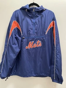 NWT Vintage New York Mets Windcheater Carl Banks G-iii Baseball 1/4 Zip Hooded - Picture 1 of 9