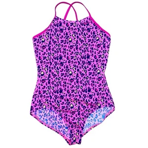 Nike Girls Swimsuit Leopard/ Cheetah Print Cross-Back 1 Piece Sz XL - Picture 1 of 6