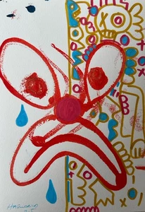 HASWORLD X SLAWN Street POP Art Abstract Expressionist Painting GRAFFITI RED - Picture 1 of 2