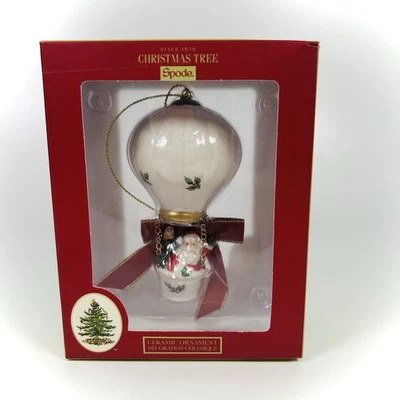 Spode Christmas Tree Santa Hot Air Balloon Dolomite Holiday Ornament, 4 Inch - Image 1 of 4