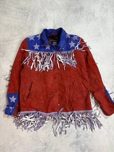Vintage rare suede USA flag Hippy jacket - Picture 1 of 5