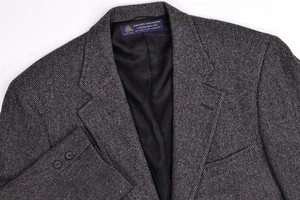 Vintage Brooks Brothers Wool Tweed Herringbone Gray Blazer 42S - Picture 1 of 12