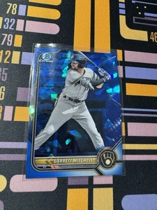 2022 Bowman Chrome GARRETT MITCHELL SAPPHIRE Prospect BCP-132 Milwaukee Brewers - Picture 1 of 2