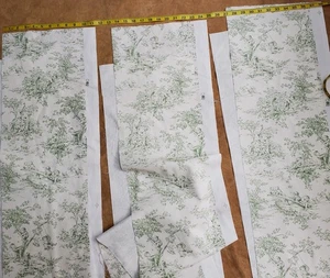 Restos de tela decoradora de algodón vintage verde blanco 3 X 10" X 76" - Imagen 1 de 10
