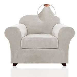 Velvet Plush Couch Cover Stretch 2 Piece Chair Cover Chair Slipcover Washable... - Picture 1 of 8