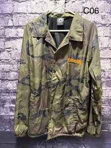 Thrasher Snap Up Light Jacket Camo Skategoat Windbreaker Orange Print Size L - Picture 1 of 5