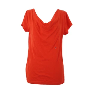 Eddie Bauer Top NEW Sz XS Blossom Red Cowl Neck Linen Cotton Top - Picture 1 of 11