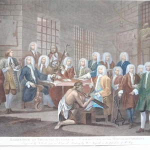 Bambridge Procès meurtre Hogarth Gravure Thomas Cook 1803 55x 42 cm Rare Torture - Foto 1 di 21