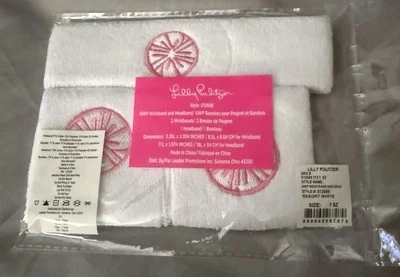 NUEVO Conjunto de pulseras (2) y diadema Lilly Pulitzer blancas/rosa (1) Foto 1 de 2