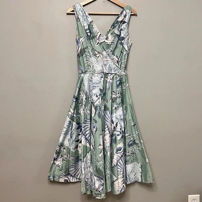 VTG 50s Alex Colman Novelty Roses & Sea Shells Pin Up Rockabilly Dress - Image 1 of 4