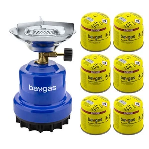 Campingkocher Schraubgaskartuschen Gaskocher Metall mit 6 Gaskartuschen Baygas
