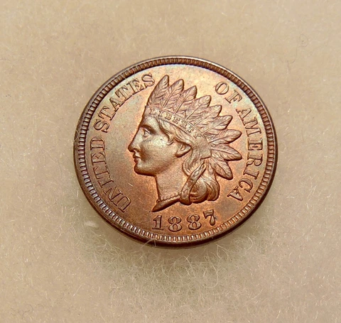 1887 Indian Cent - Better Date - Very Pretty Choice Brn+ BU Coin - FREE SHIPPING Cover