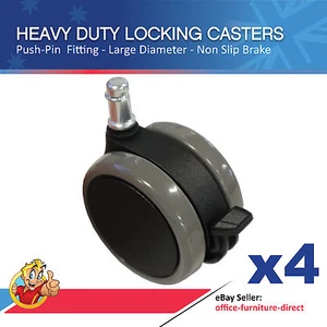 Casters Locking Heavy Duty Wheels Foot Break, Large Caster x4 Chair Accessories - Picture 1 of 6