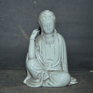 Porcelain & Pottery Antique Chinese Kwan-yin Statues & Green 
